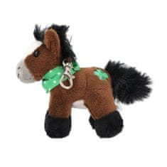 Miss Melody ASST | Plyšový prívesok na kľúče v tvare koňa , Hnedý so zeleným štvorlístkom a šatkou