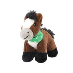 Miss Melody ASST | Plyšový prívesok na kľúče v tvare koňa , Hnedý so zeleným štvorlístkom a šatkou