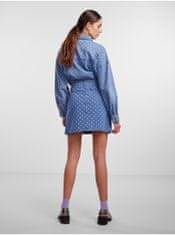 Pieces Modrá dámska džínsová vzorovaná mini sukňa Pieces Nursel XS