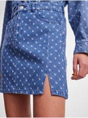 Pieces Modrá dámska džínsová vzorovaná mini sukňa Pieces Nursel XS