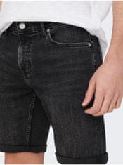 ONLY&SONS Čierne pánske džínsové kraťasy ONLY & SONS Ply S