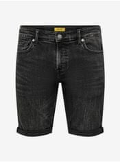 ONLY&SONS Čierne pánske džínsové kraťasy ONLY & SONS Ply M