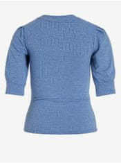 VILA Modré dámske rebrované tričko VILA Felia M