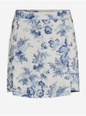 VILA Modro-krémová dámska kvetovaná sukňa / kraťasy VILA Porcelina M