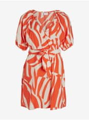 VILA Krémovo-oranžové dámske vzorované šaty VILA Dogma M