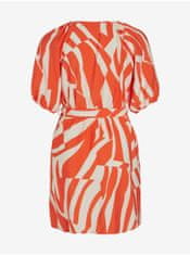 VILA Krémovo-oranžové dámske vzorované šaty VILA Dogma L
