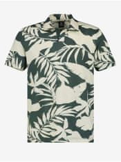 Lerros Krémovo-zelené pánske kvetované polo tričko LERROS XL
