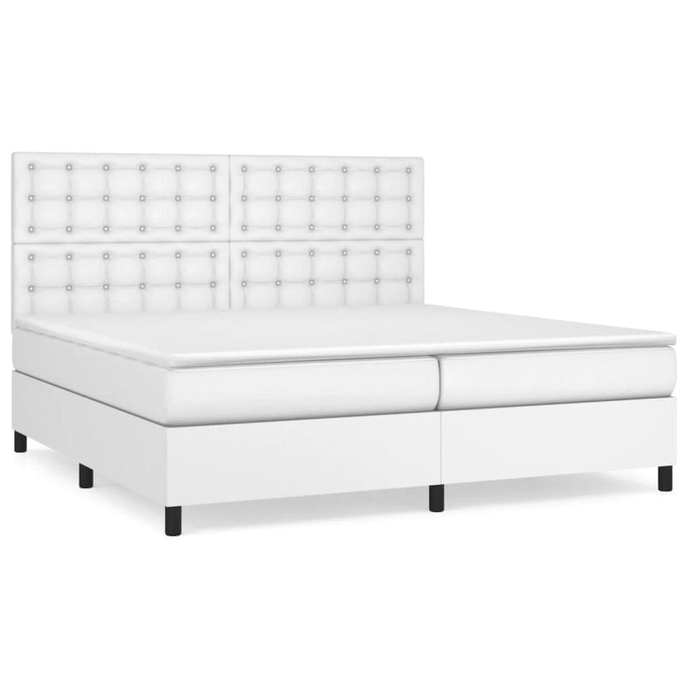 Vidaxl Boxspring posteľ s matracom biela 200x200 cm umelá koža