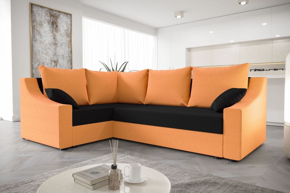 Veneti Praktická rohová sedačka OMNIA - oranžová / čierna