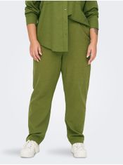 Zelené dámske ľanové nohavice ONLY CARMAKOMA Caro XL
