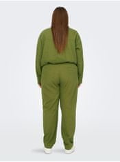 Zelené dámske ľanové nohavice ONLY CARMAKOMA Caro XL