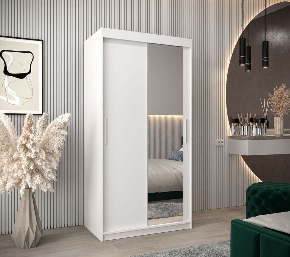 Veneti Skriňa s posuvnými dverami v šírke 100 cm TIMEA 2 - biela