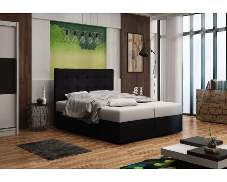 Veneti Čalúnená posteľ s úložným priestorom DELILAH 1 COMFORT - 120x200, čierna