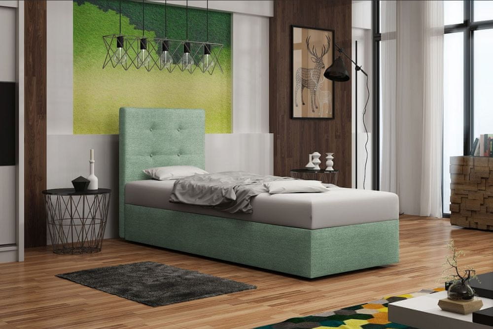 Veneti Čalúnená posteľ DELILAH 1 COMFORT - 90x200, svetlo zelená