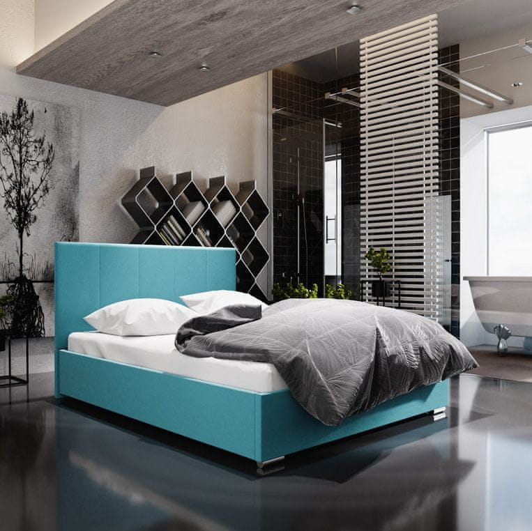 Veneti Manželská posteľ s úložným priestorom FLEK 6 - 160x200, modrá