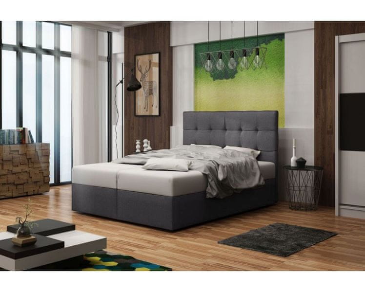 Veneti Čalúnená posteľ s úložným priestorom DELILAH 2 COMFORT - 180x200, šedá