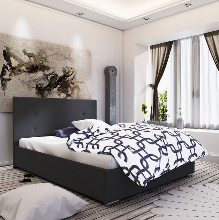 Veneti Manželská posteľ s úložným priestorom FLEK 3 - 160x200, čierna