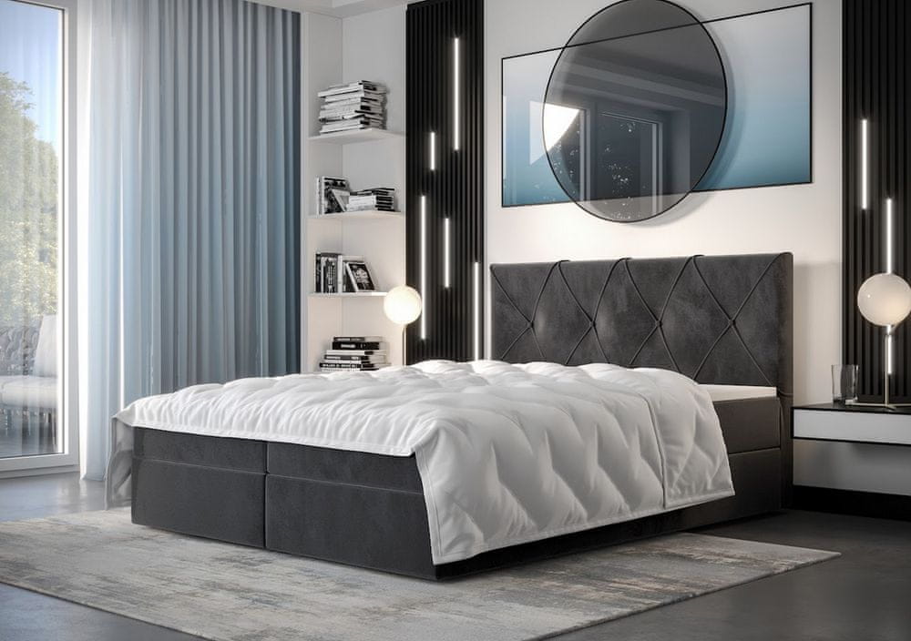 Veneti Hotelová posteľ s úložným priestorom LILIEN COMFORT - 140x200, popolavá