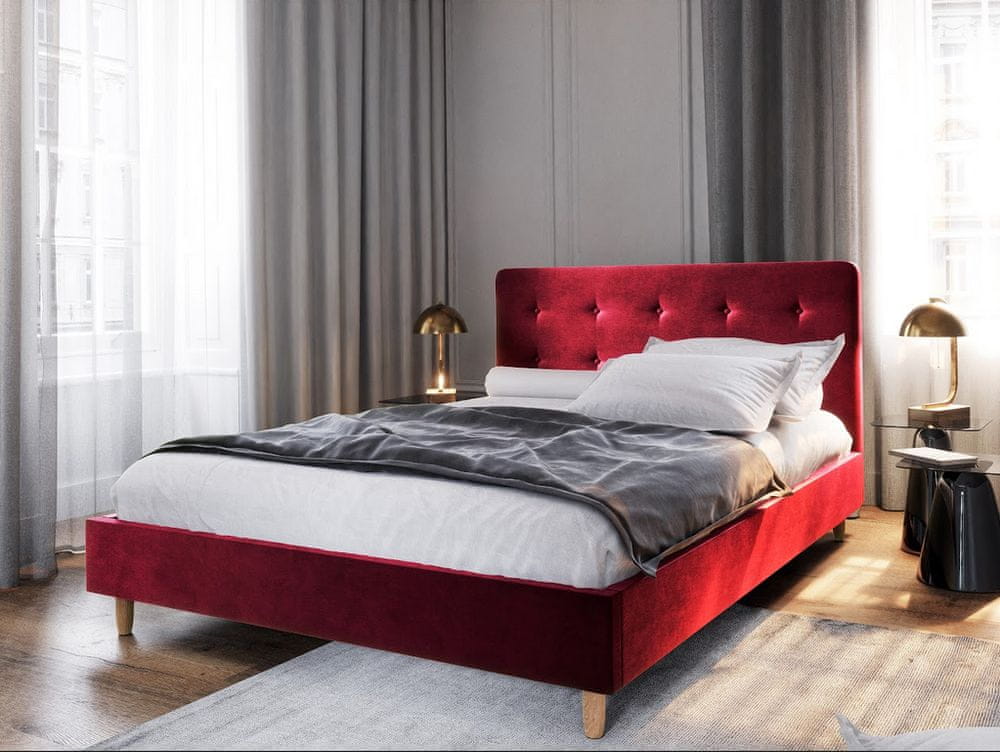 Veneti Manželská posteľ s úložným priestorom NOOR - 160x200, červená