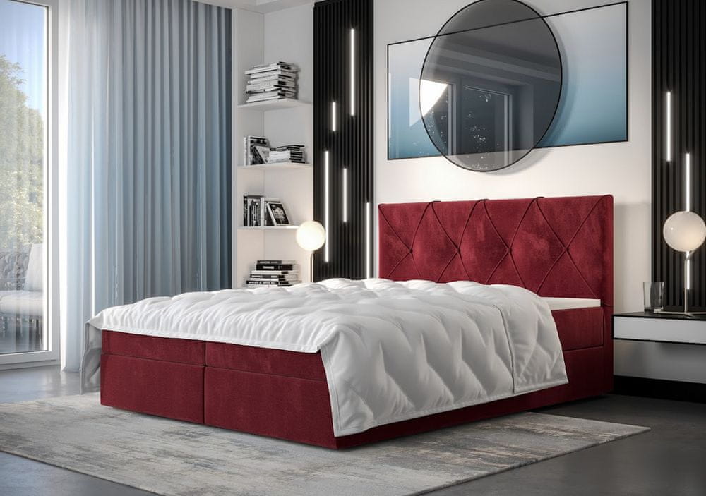 Veneti Hotelová posteľ s úložným priestorom LILIEN COMFORT - 200x200, červená