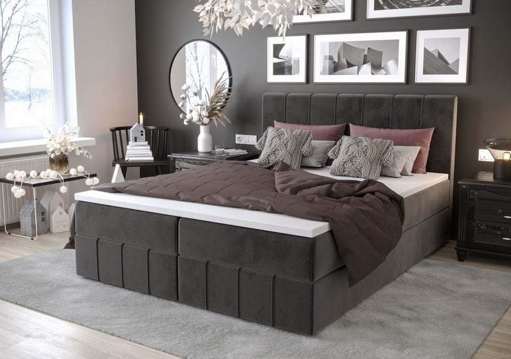 Veneti Boxspringová posteľ s úložným priestorom MADLEN COMFORT - 140x200, popolavá