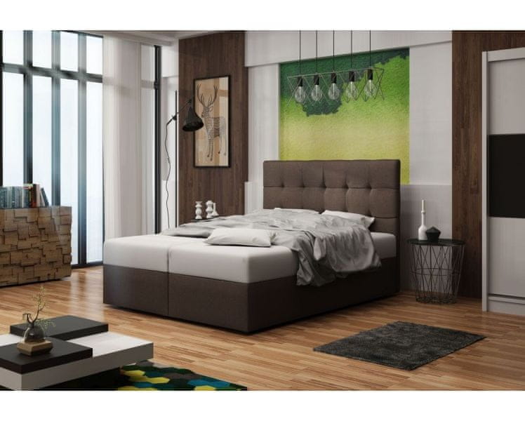 Veneti Čalúnená posteľ s úložným priestorom DELILAH 2 COMFORT - 160x200, hnedá