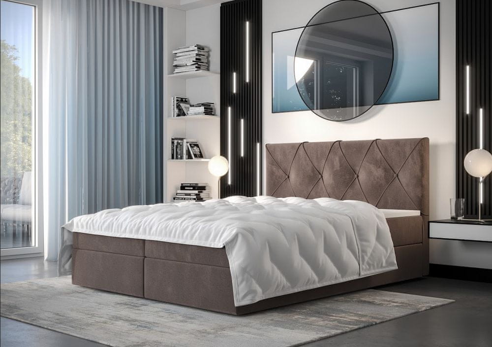Veneti Hotelová posteľ s úložným priestorom LILIEN COMFORT - 180x200, mliečna čokoláda