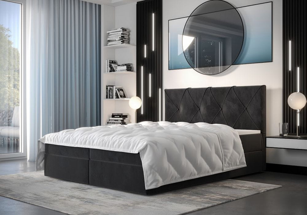 Veneti Hotelová posteľ s úložným priestorom LILIEN - 200x200, svetlá grafitová