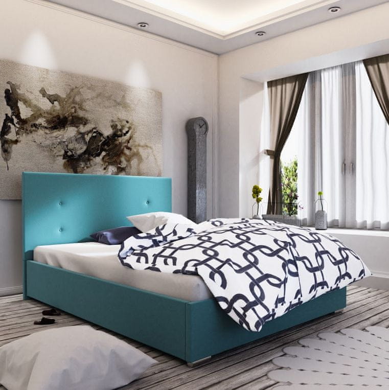 Veneti Manželská posteľ s úložným priestorom FLEK 3 - 160x200, modrá