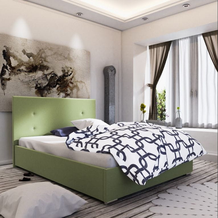 Veneti Manželská posteľ s úložným priestorom FLEK 3 - 140x200, žlto zelená