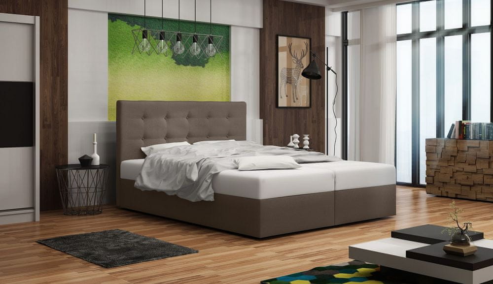 Veneti Čalúnená posteľ s úložným priestorom DELILAH 1 - 140x200, svetlo hnedá