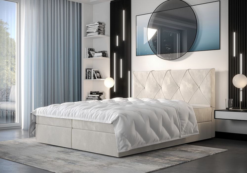 Veneti Hotelová posteľ s úložným priestorom LILIEN - 200x200, béžová