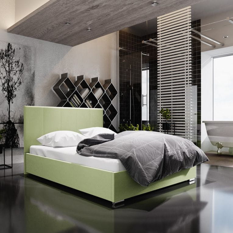 Veneti Manželská posteľ s úložným priestorom FLEK 6 - 140x200, žlto zelená