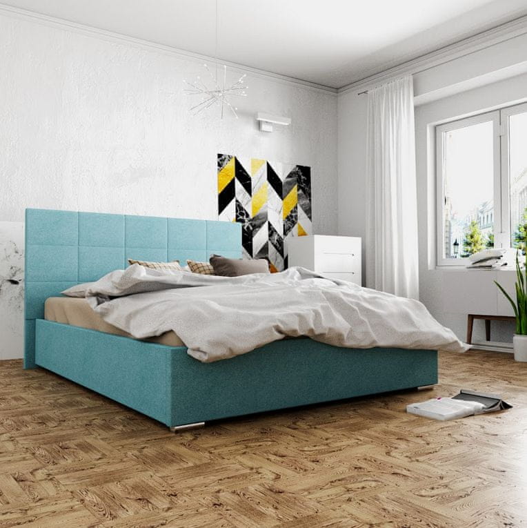 Veneti Manželská posteľ s úložným priestorom FLEK 4 - 140x200, modrá