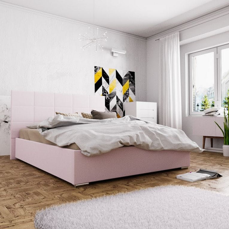 Veneti Manželská posteľ s úložným priestorom FLEK 4 - 180x200, ružová