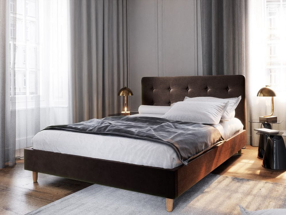Veneti Manželská posteľ s úložným priestorom NOOR - 160x200, tmavo hnedá
