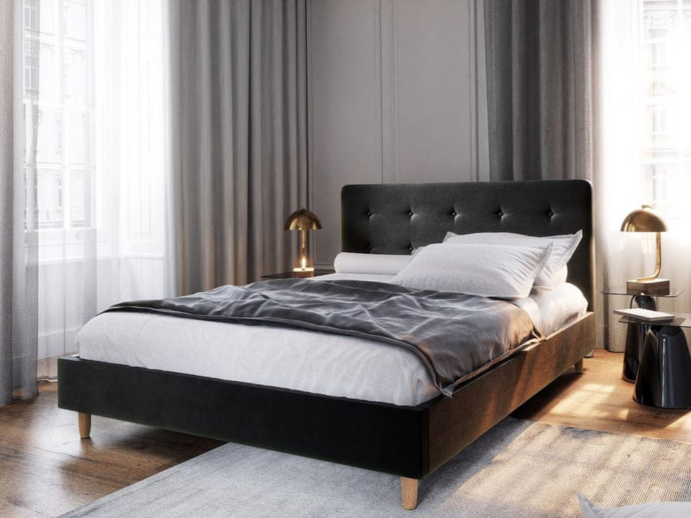 Veneti Jednolôžková posteľ s úložným priestorom NOOR - 120x200, čierna