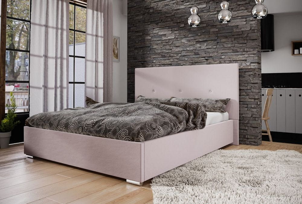 Veneti Manželská posteľ s úložným priestorom FLEK 2 - 140x200, ružová