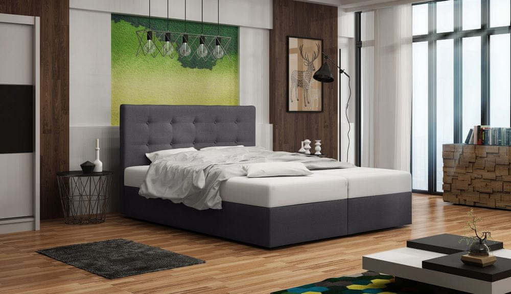 Veneti Čalúnená posteľ s úložným priestorom DELILAH 1 - 200x200, šedá
