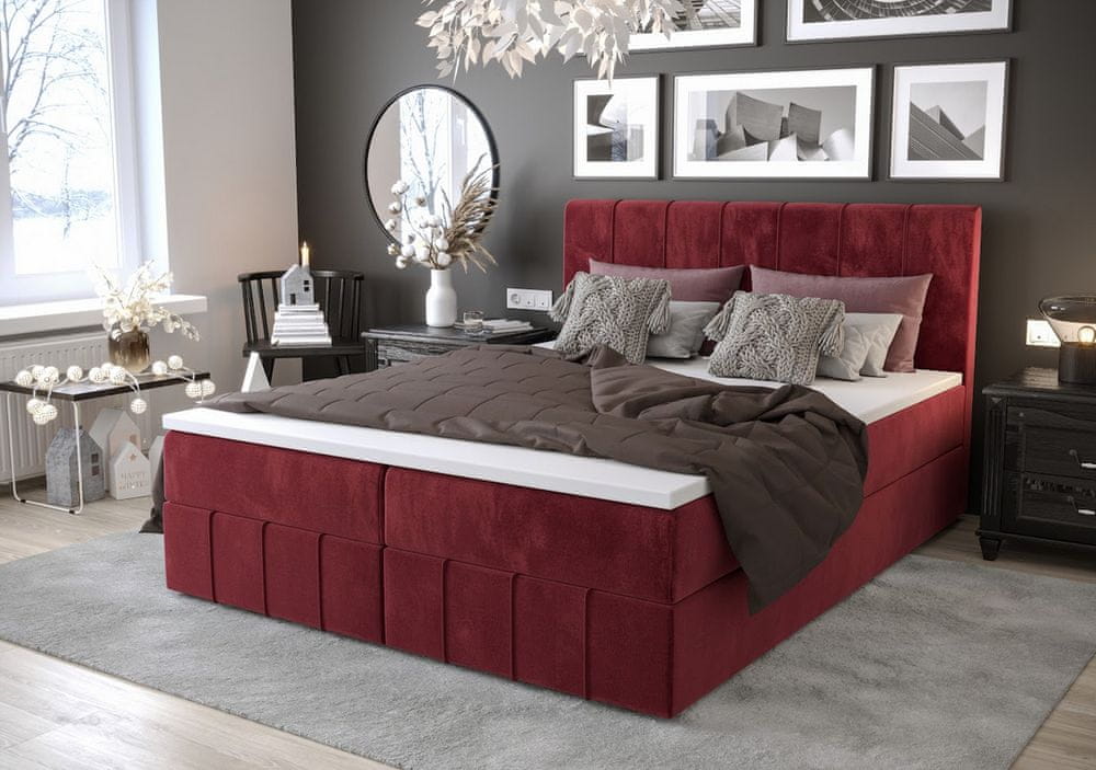 Veneti Boxspringová posteľ s úložným priestorom MADLEN COMFORT - 180x200, červená