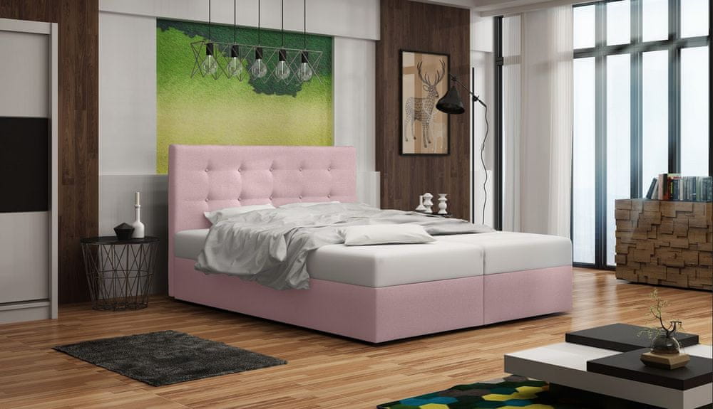 Veneti Čalúnená posteľ s úložným priestorom DELILAH 1 - 120x200, ružová