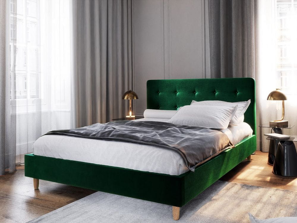 Veneti Jednolôžková posteľ s úložným priestorom NOOR - 120x200, zelená