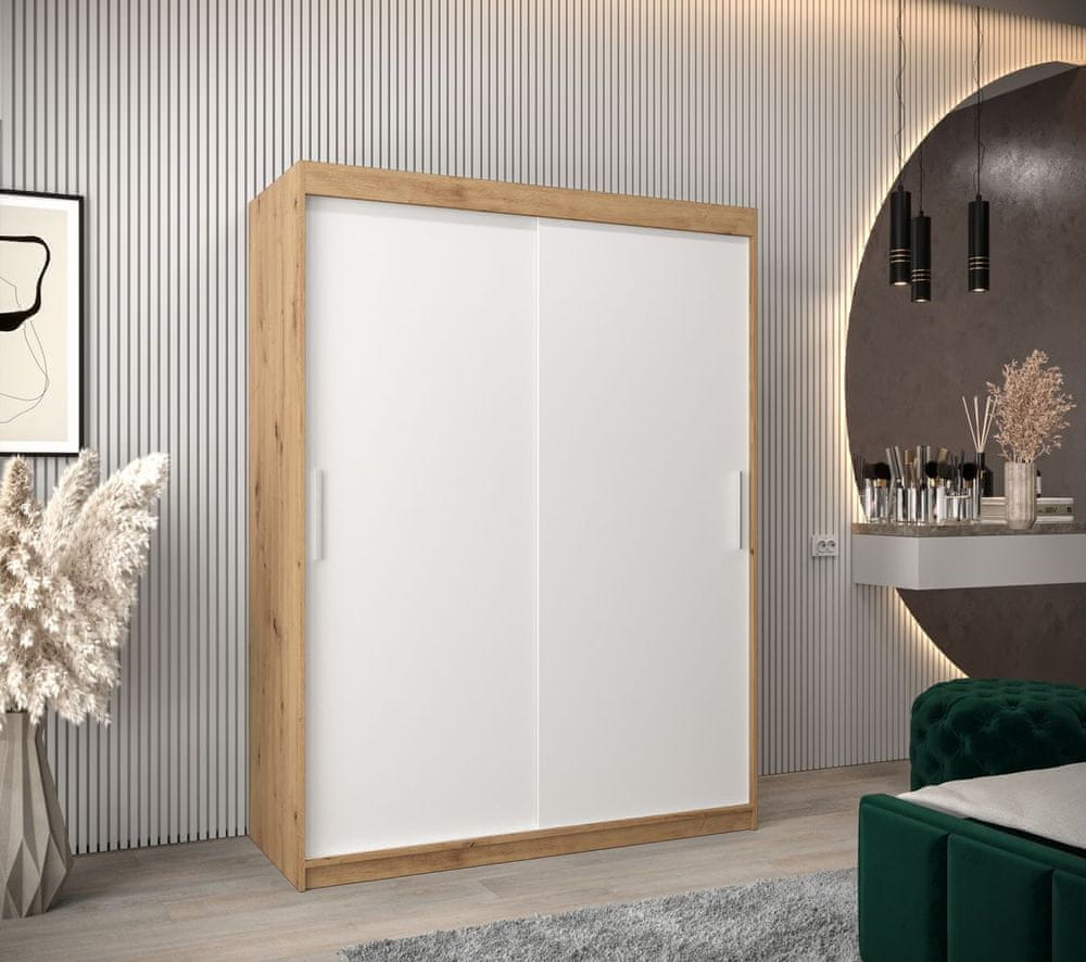 Veneti Skriňa s posuvnými dverami v šírke 150 cm TIMEA - dub artisan / biela