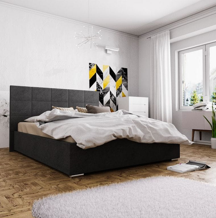 Veneti Manželská posteľ s úložným priestorom FLEK 4 - 160x200, čierna