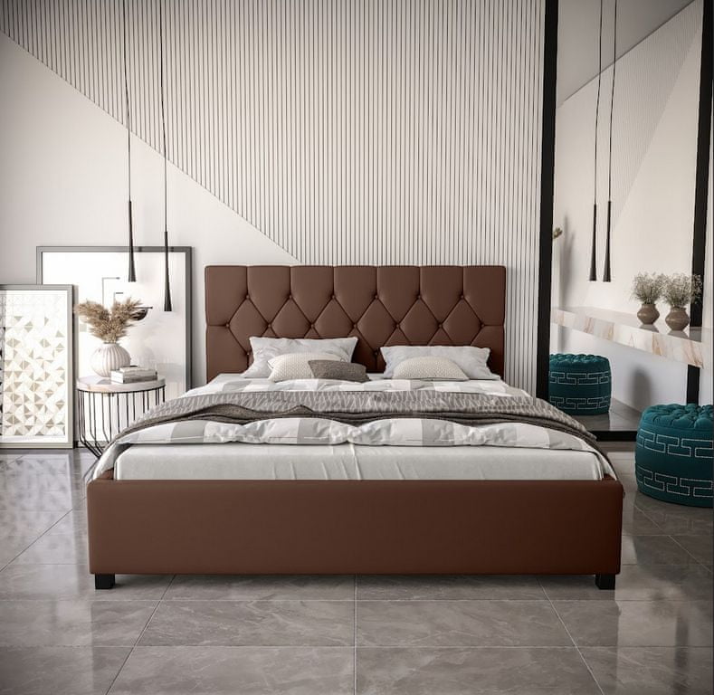 Veneti Manželská čalúnená posteľ NARINE - 160x200, hnedá