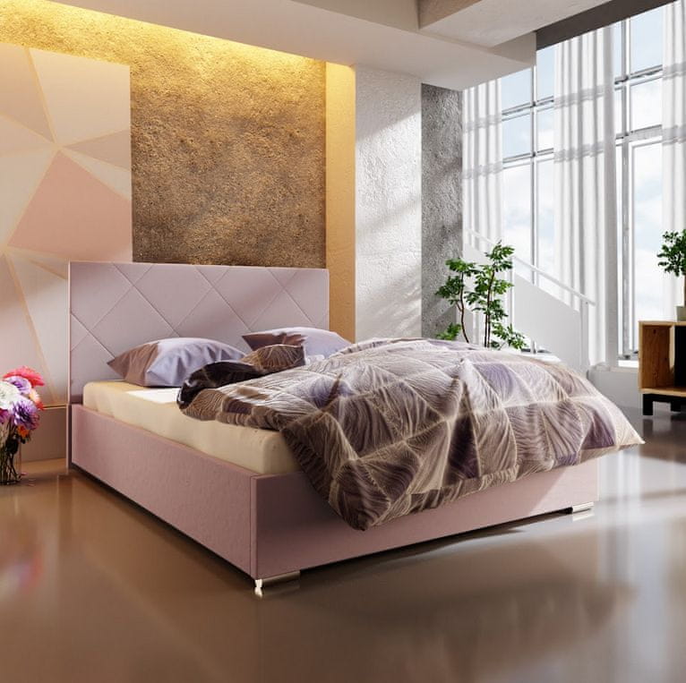 Veneti Manželská posteľ s úložným priestorom FLEK 5 - 160x200, ružová