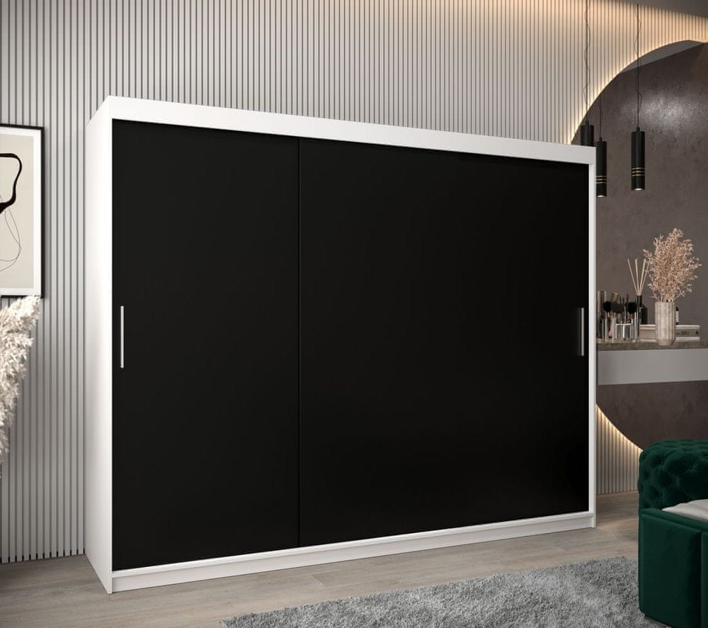 Veneti Skriňa s posuvnými dverami v šírke 250 cm TIMEA - biela / čierna
