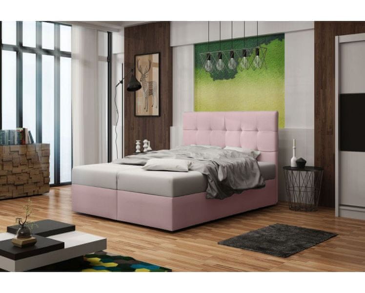Veneti Čalúnená posteľ s úložným priestorom DELILAH 2 - 180x200, ružová