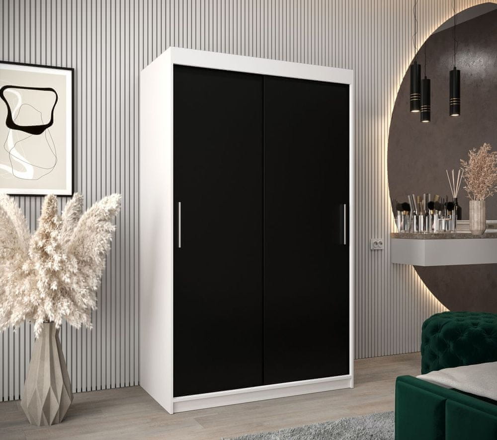 Veneti Skriňa s posuvnými dverami v šírke 120 cm TIMEA - biela / čierna