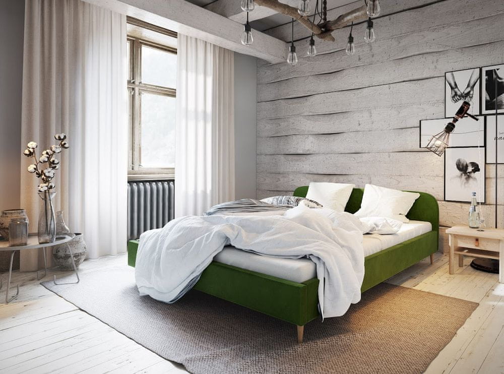 Veneti Čalúnená posteľ s úložným priestorom LETICIA - 160x200, zelená